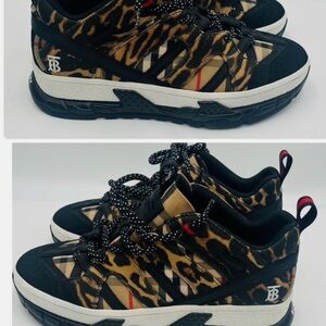 Burberry Leopard Pattern Sneakers - Black and Tan